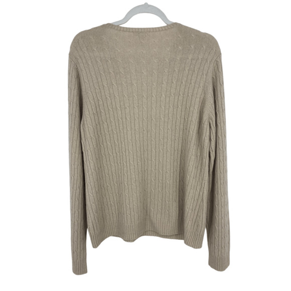 Charter Club Women’s V neck Knit Sweater Cashmere Angora Cable Knit Neutral - Picture 3 of 8